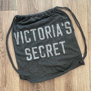 Victoria’s Secret Embroidered Drawstring Backpack Grey